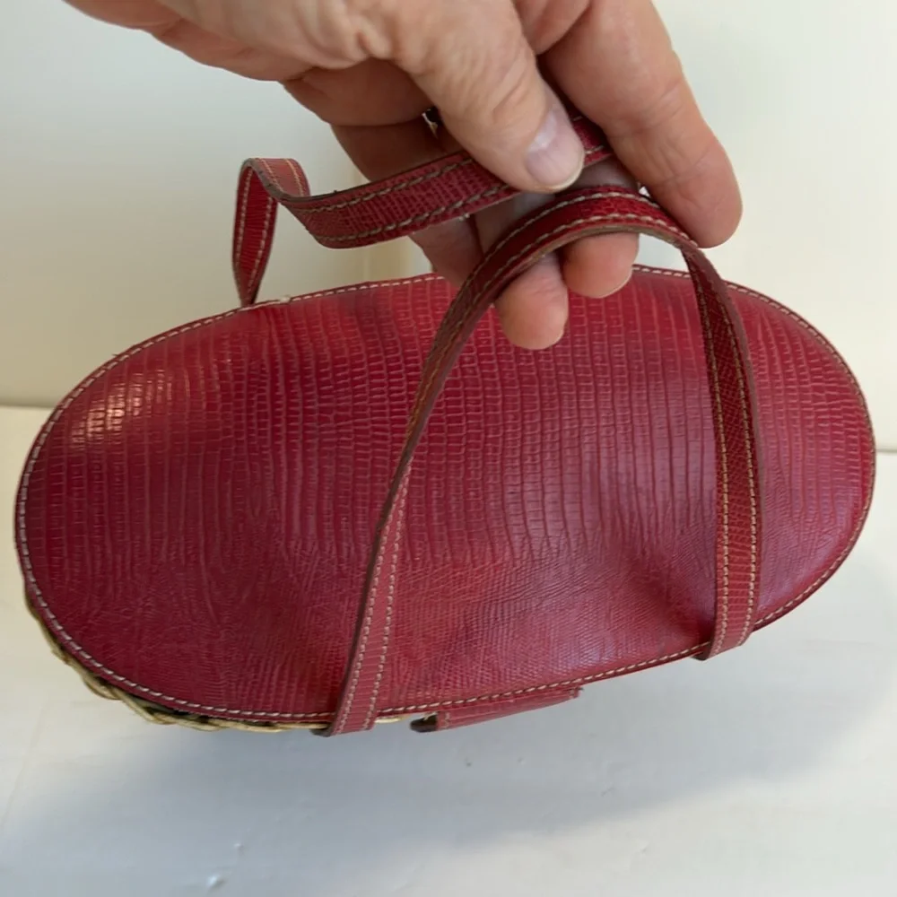 Vintage Y2K Bath & Body Works Wicker Handbag, Red Lid Double Top Handle Bag, Wic